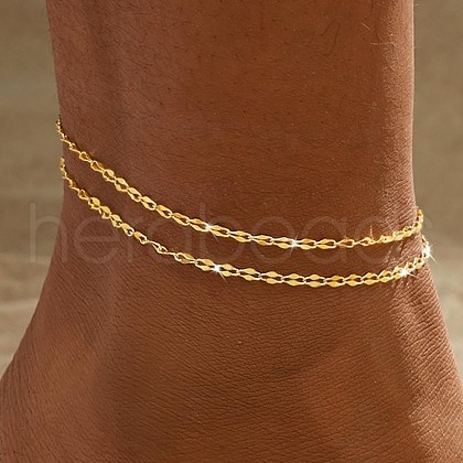 Brass Double Layer Dapped Chain Anklets for Women FS-WGB1635-01-1