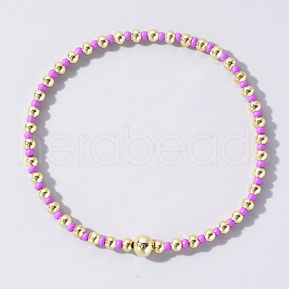 Bohemian Style Seed Beaded & Pearl Stretch Bracelet for Women XY5299-3-1