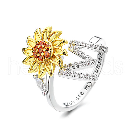 Adjustable Brass Rhinestone Rotating Cuff Rings FS-WG5B177-13-1