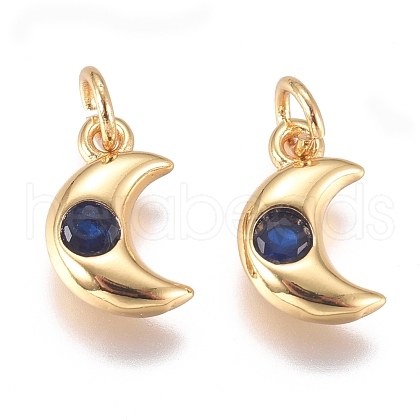 Brass Micro Pave Cubic Zirconia Charms ZIRC-G168-56G-03-1