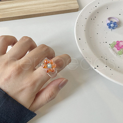 Retro Lovely Resin and Quartz Crystal Finger Rings FS-WG43D53-05-1