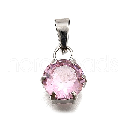 304 Stainless Steel Pave Cubic Zirconia Pendants STAS-B086-12P-04-1