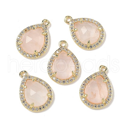 Natural Rose Quartz Faceted Teardrop Pendants G-U028-02G-07-1