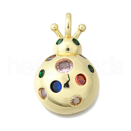 Brass Micro Pave Colorful Cubic Zirconia Pendants KK-V010-15G-1