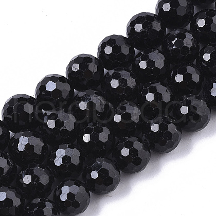 Natural Black Tourmaline Beads Strands G-R460-006-1