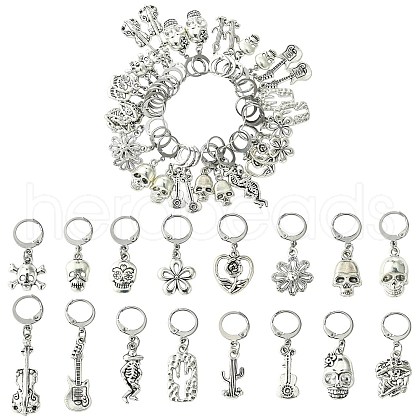 32Pcs 16 Style Alloy Pendant Locking Stitch Markers HJEW-CJ00044-1
