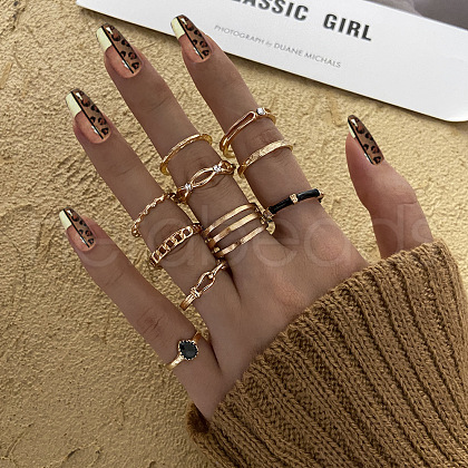 10Pcs Alloy with Rhinestone Finger Rings WG2E3D2-01-1