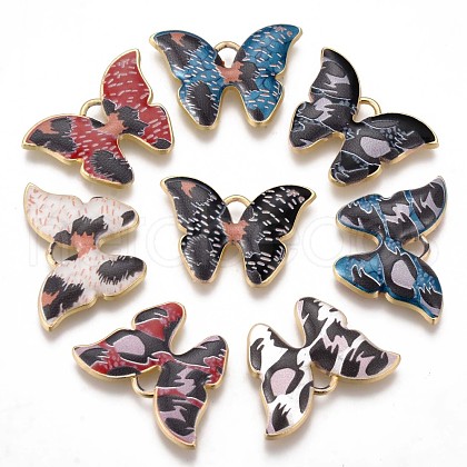 Eco-Friendly Printed Alloy Pendants ENAM-N050-44-NR-1