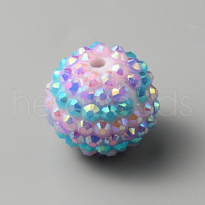 Stripe Pattern Resin Rhinestone Beads KY-WH0035-12C-1