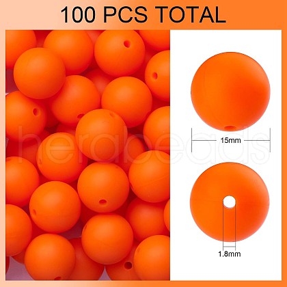 100Pcs Silicone Beads Round Rubber Bead 15MM Loose Spacer Beads for DIY Supplies Jewelry Keychain Making JX444A-1