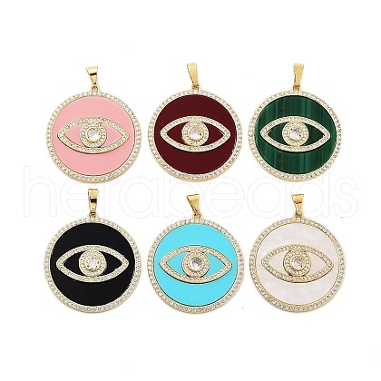 Rack Plating Brass Clear Cubic Zirconia Pendants KK-S381-16G-1