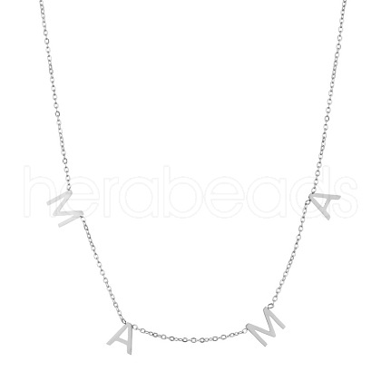 Non-Tarnish Stainless Steel Word MAMA Pendant Necklace with Cable Chains for Mother's Day LETT-PW0002-10A-1