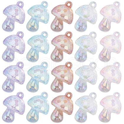 SUNNYCLUE 24Pcs 6 Colors Bubble Style Transparent Acrylic Pendants MUSH-SC0001-01-1