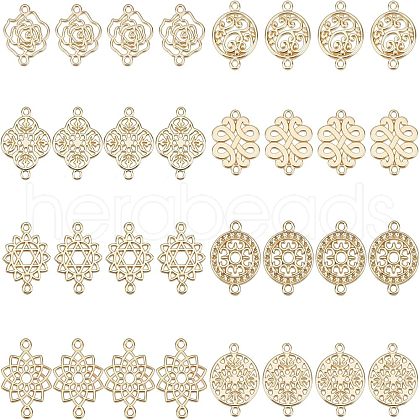 SUPERFINDINGS 32Pcs 8 Style Baroque Style Zinc Alloy Connector Charms FIND-FH0003-94-1