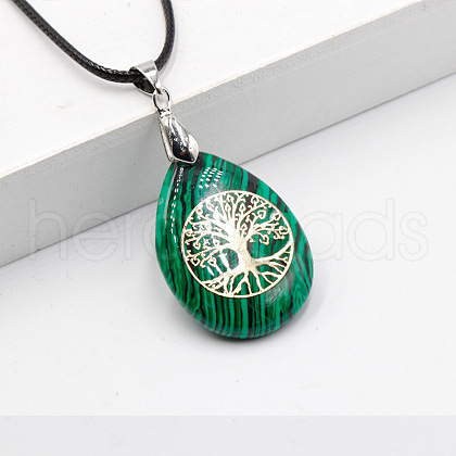 Synthetic Malachite Pendant Necklaces FS-WG13773-10-1