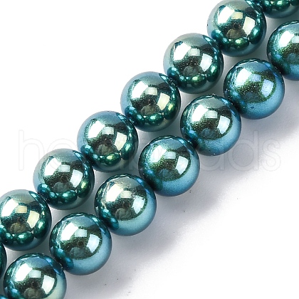 UV Plating Pearlized Glass Pearl Beads Strands GLAA-F128-01A-T24-1