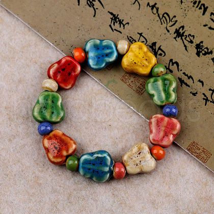 Handmade Porcelain Beaded Stretch Bracelets for Women FS-WG726AB-04-1