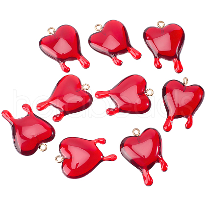 Beebeecraft 12Pcs Valentine's Day Transparent Resin Pendants RESI-BBC0001-02-1