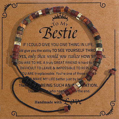 Adjustable Gemstone Braided Bead Bracelets PX1139-11-1