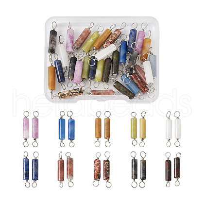 Fashewelry 40Pcs 10 Styles Natural Mixed Stone Connector Charms FIND-FW0001-35-1