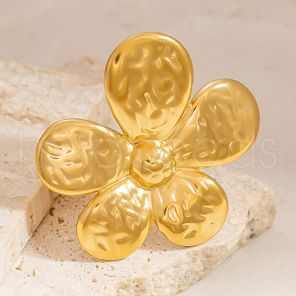 Flower 304 Stainless Steel Adjustable Cuff Rings for Women RJEW-M103-04C-G-1