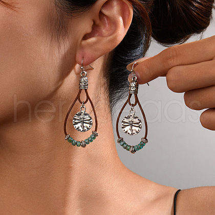 Alloy Synthetic Turquoise Dangle Earrings FS-WG12E90-15-1