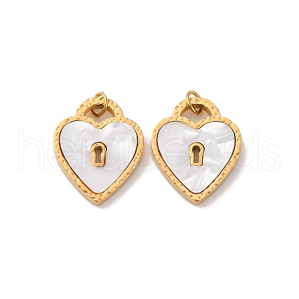 304 Stainless Steel Pave Natural Shell Pendants STAS-U061-05G-1