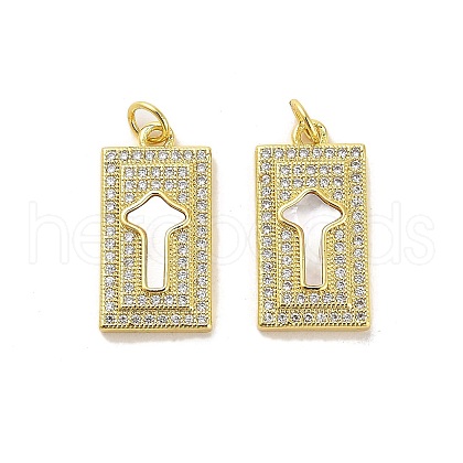 Brass Micro Pave Clear Cubic Zirconia Pendants KK-K365-10C-G-1