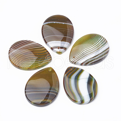 Natural Banded Agate Pendants G-S330-34B-1
