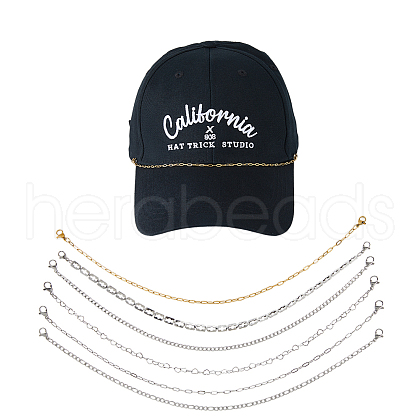6Pcs 6 Styles 304 Stainless Steel Cap Chain AJEW-HS00001-1