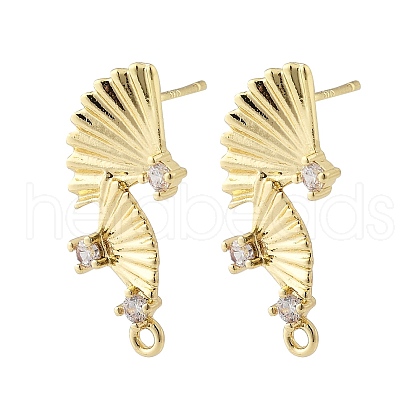 Brass Micro Pave Cubic Zirconia Stud Earring Finding KK-K371-44G-1