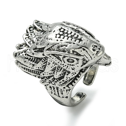 Dragon Alloy Open Cuff Rings for Men RJEW-K275-33AS-1