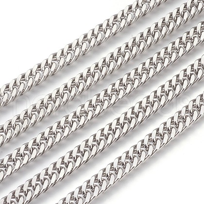 Tarnish Resistant 201 Stainless Steel Cuban Link Chains CHS-L017-17C-1