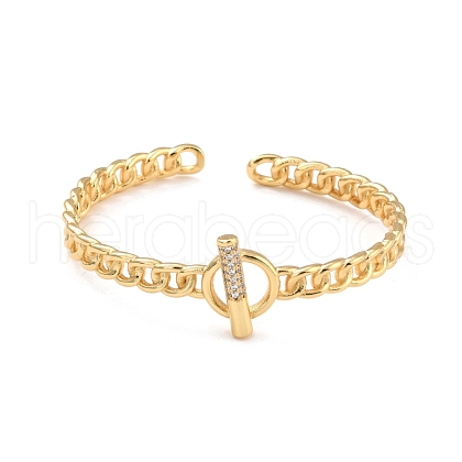 Toggle Clasp Shape Cubic Zirconia Cuff Bangle BJEW-I298-19G-1