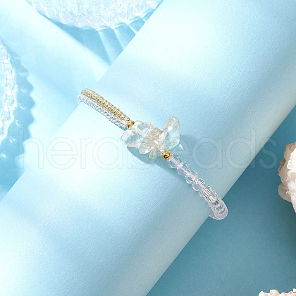 Faceted Bicone Glass with Round Glass Seed Beads Braided Bead Bracelets BJEW-MZ00164-01-1