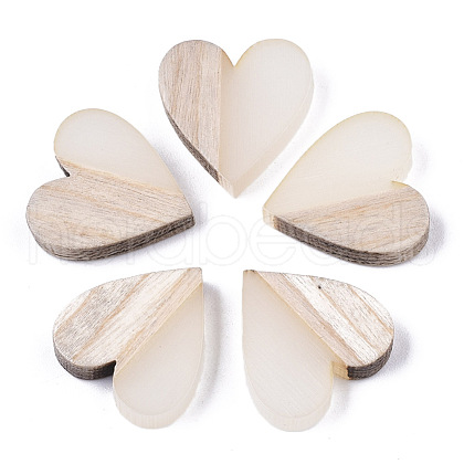 Resin & Wood Two Tone Cabochons RESI-R425-04I-1