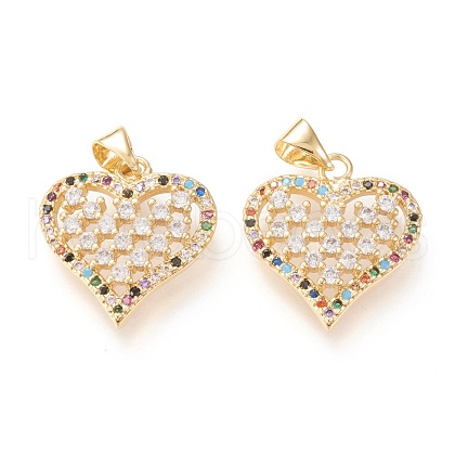 Brass Micro Pave Clear Cubic Zirconia Pendants X-ZIRC-L096-30G-1
