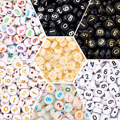 SOFPLATE 840Pcs 7 Styles Opaque Acrylic Beads OACR-SP0001-27-1