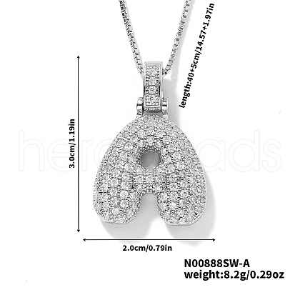 Elegant Brass Micro Pave Clear Cubic Zirconia 3D Initial Necklaces DV4415-24-1