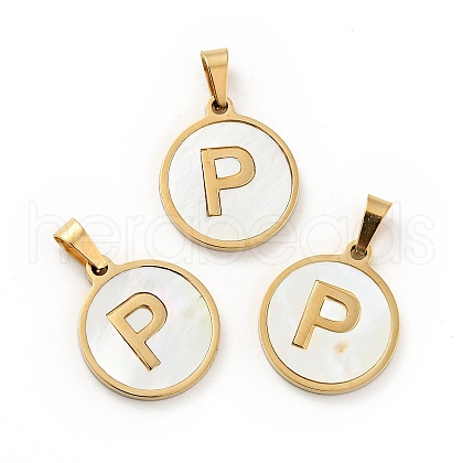 PVD Vacuum Plating 304 Stainless Steel with White Shell Pendants STAS-G268-01P-G-1
