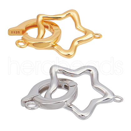   2Pcs 2 Colors 925 Sterling Silver Fold Over Clasps STER-PH0001-99-1