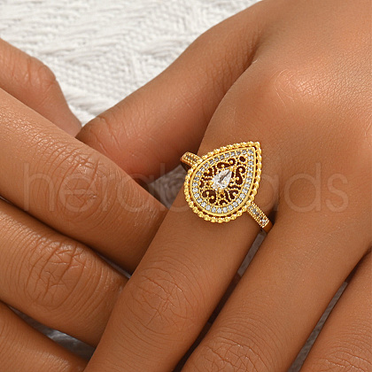 Brass Pave Cubic Zirconia Finger Rings for Women BN9487-1-1