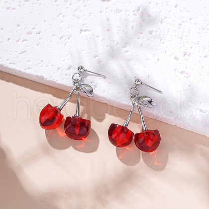 Cherry Zinc Alloy CCB Plastic Dangle Stud Earrings FS-WGA613B-08-1