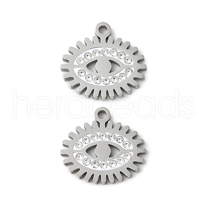 201 Stainless Steel Rhinestone Pendants STAS-V005-05P-03-1
