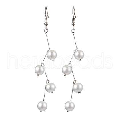 Glass Pearl Dangle Earrings EJEW-JE05987-1