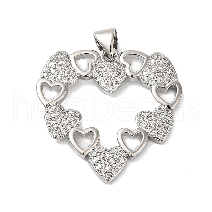 Rack Plating Brass & Clear Cubic Zirconia Pendants KK-S372-27P-1