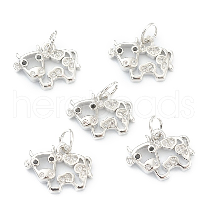 Brass Clear Cubic Zirconia Charms ZIRC-B010-22P-1