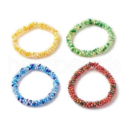 Bling Glass Beads Braided Stretch Bracelet BJEW-JB07423-1