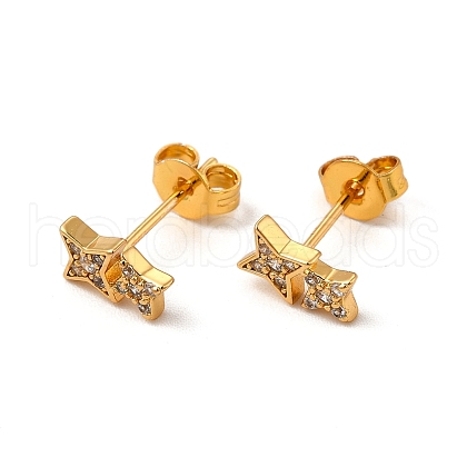 Rack Plating Brass Micro Pave Cubic Zirconia Stud Earrings EJEW-P221-04G-1