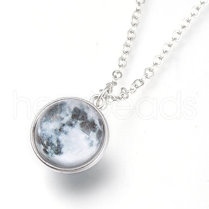 Glass Pendant Necklace NJEW-D281-B-13S-1